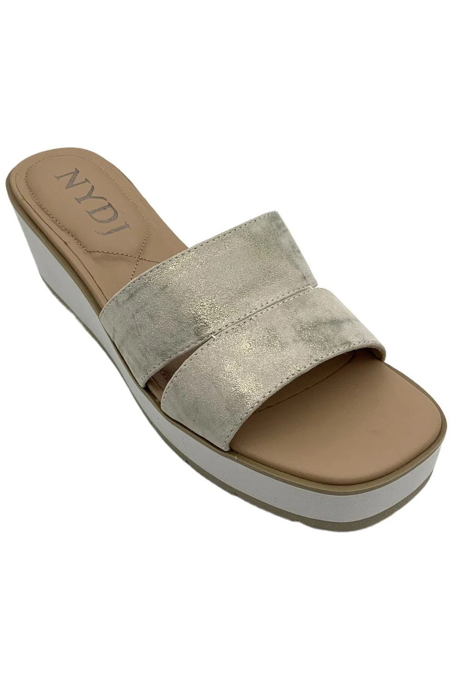 NYDJ Women's Raizy Wedge Sandals Pewter - Medium